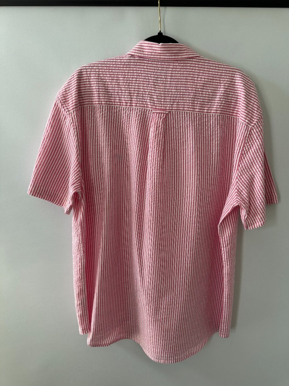 Next Pink & White Stripe Men's Large Short Sleeve Shirt 100% Cotton - Picture 7 of 8